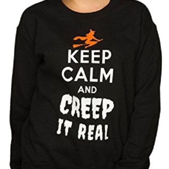 Halloween Keep Calm Creep It Real Women Sweatshirt - Picture 1 of 1